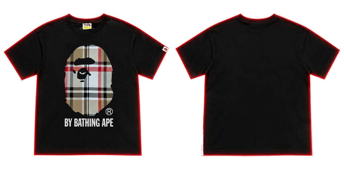 BAPE Plaid Ape Head Graphic T-Shirt – Black