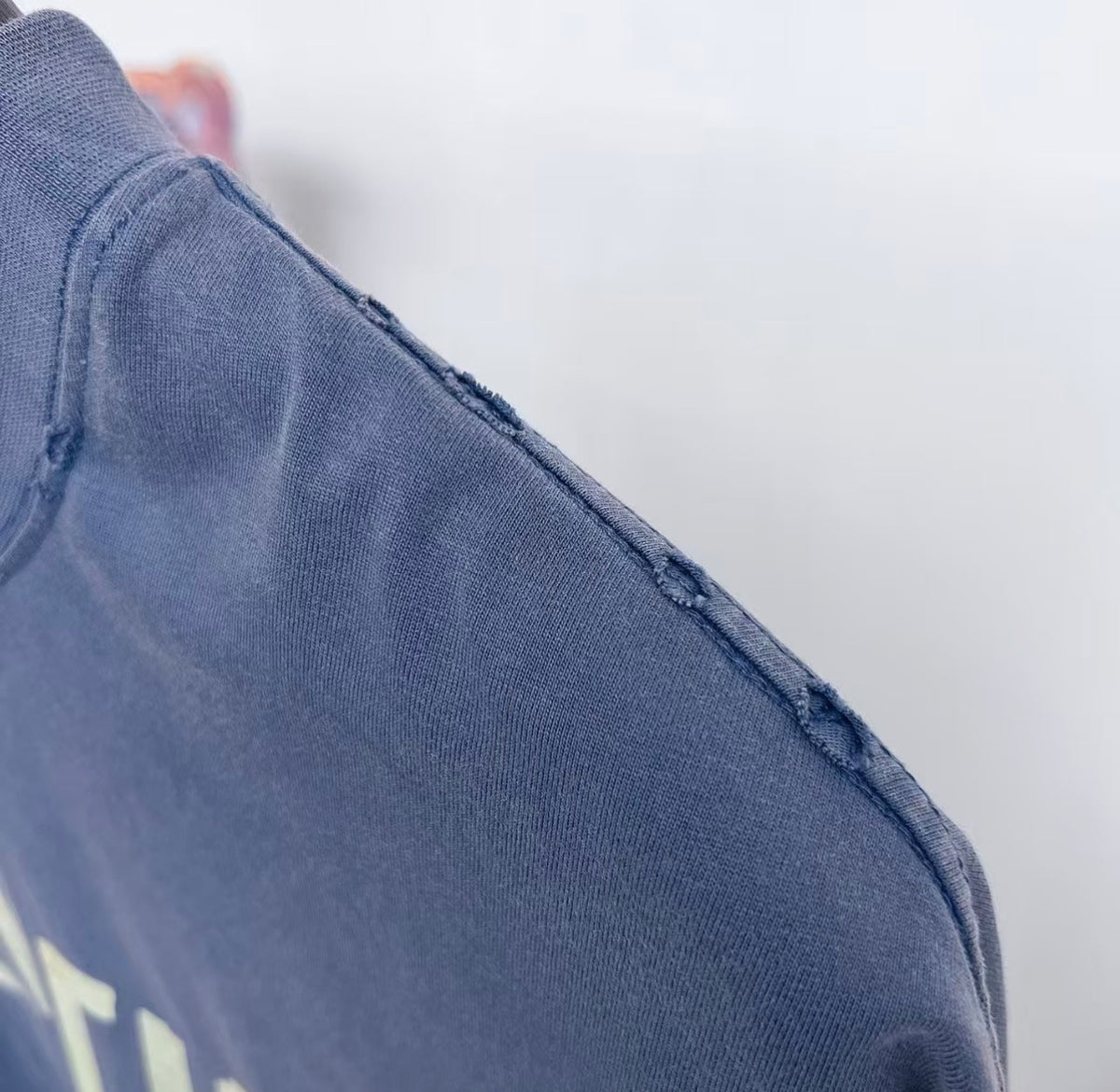 Balenciaga BB Distressed Tee - Washed Blue