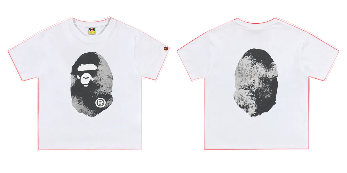 BAPE Distressed Ape Head Graphic T-Shirt – White
