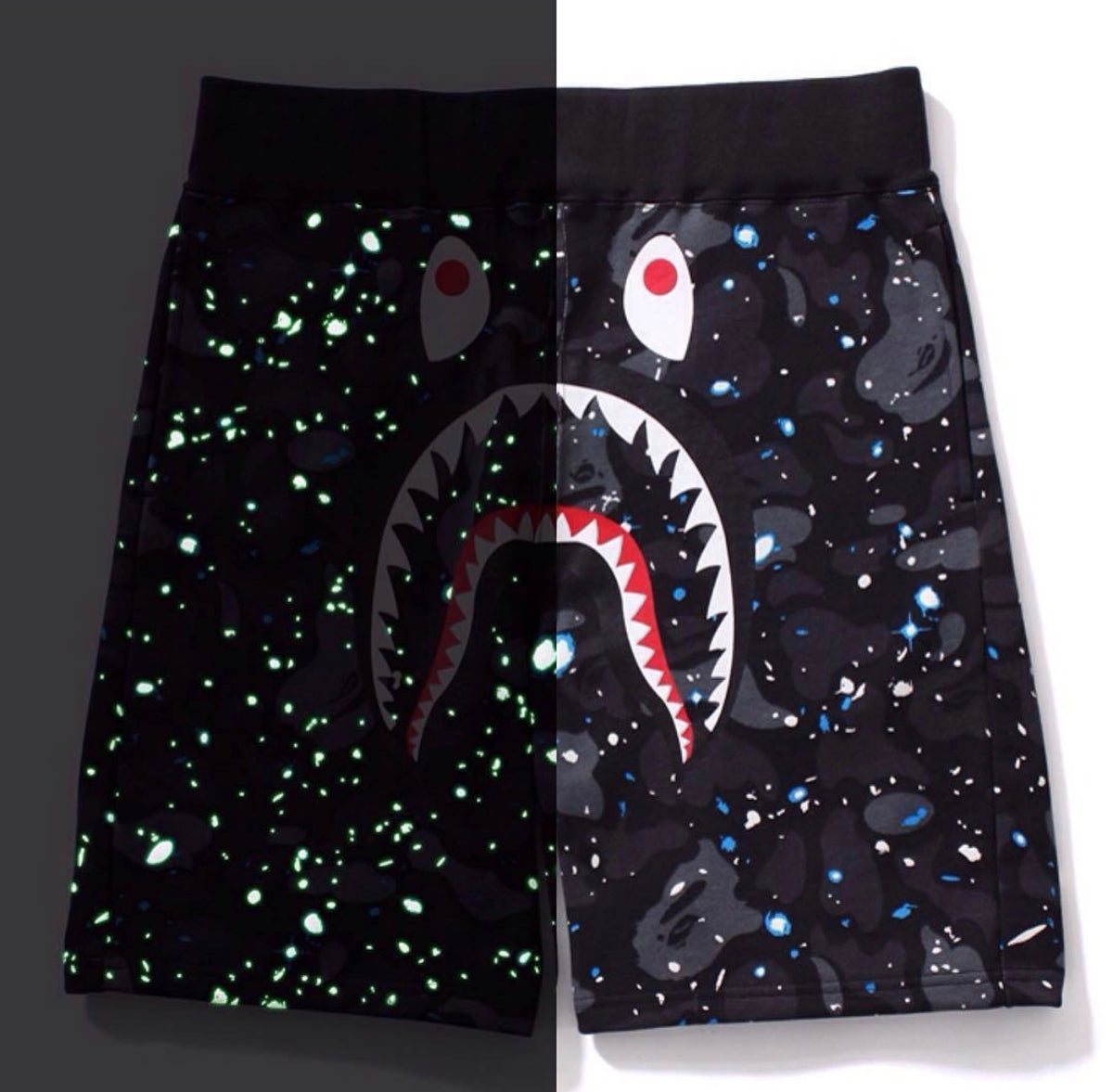 BAPE Space Camo Shark Shorts – Black
