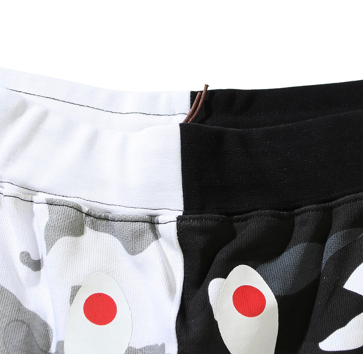 BAPE Split Camo Shark Shorts – Black/White