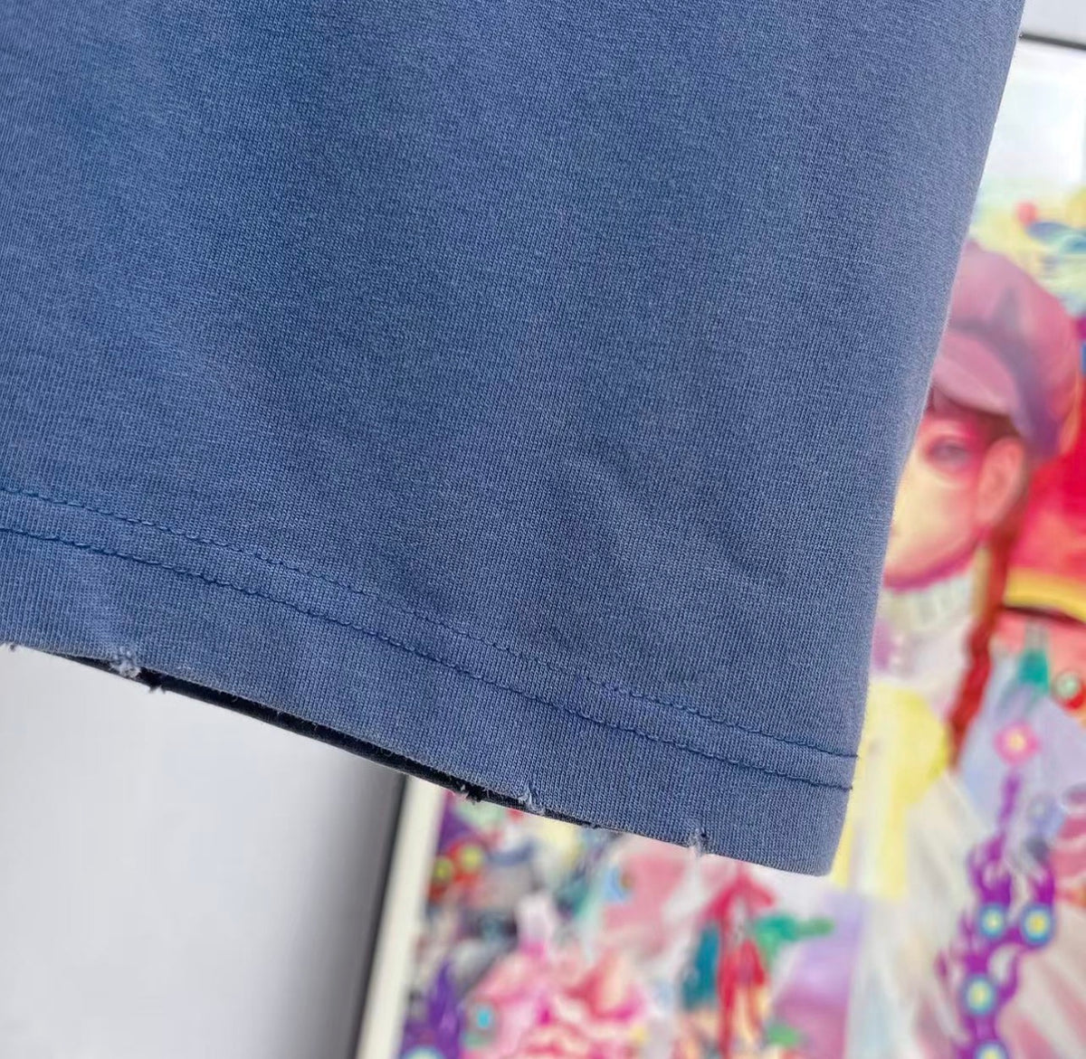 Balenciaga BB Distressed Tee - Washed Blue