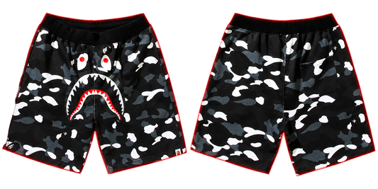 BAPE Shark Camo Shorts – Black & White