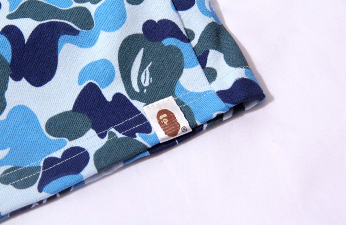 BAPE Shark WGM Camo Shorts – Blue