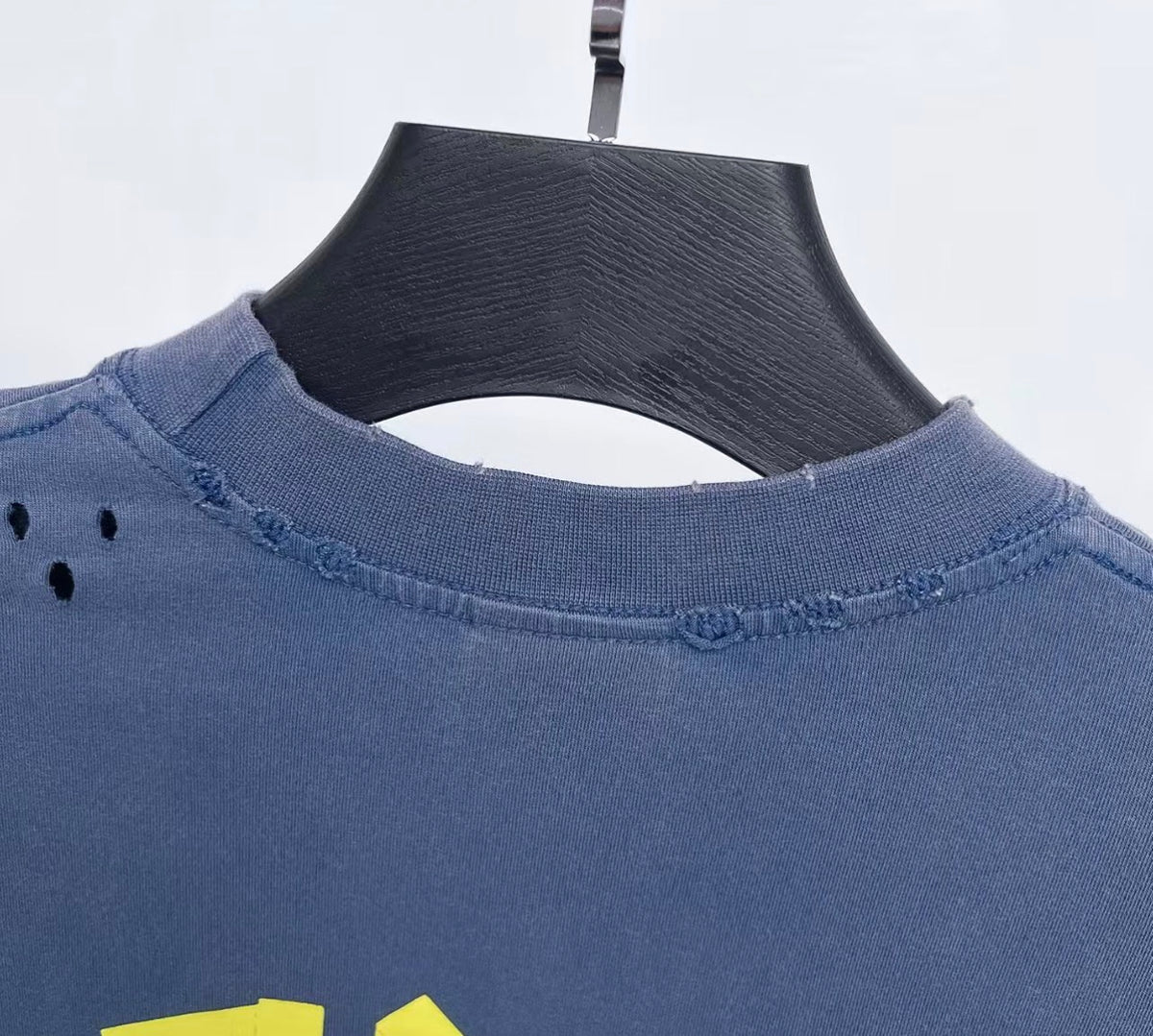 Balenciaga BB Distressed Tee - Washed Blue