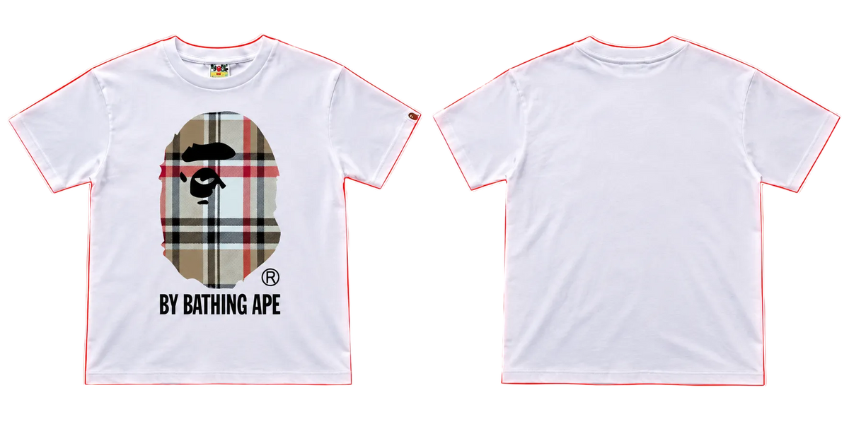 BAPE Plaid Ape Head Graphic T-Shirt – White