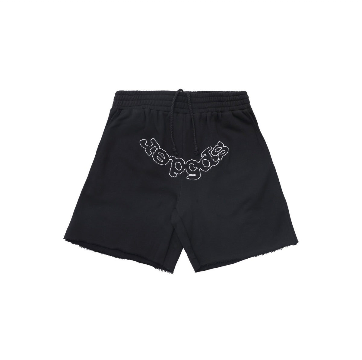 Outline Logo Drawstring Shorts – Black