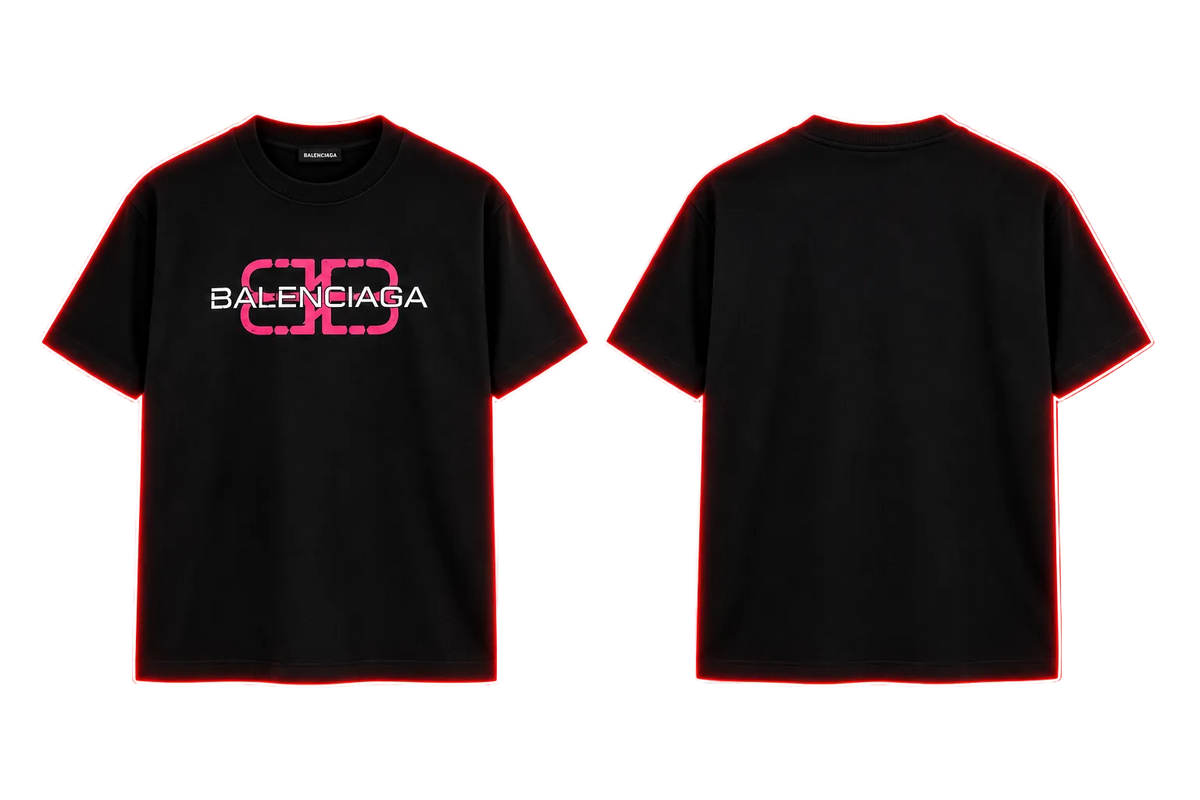 Balenciaga Pink Logo T-Shirt – Black