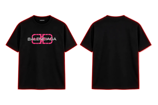 Balenciaga Pink Logo T-Shirt – Black