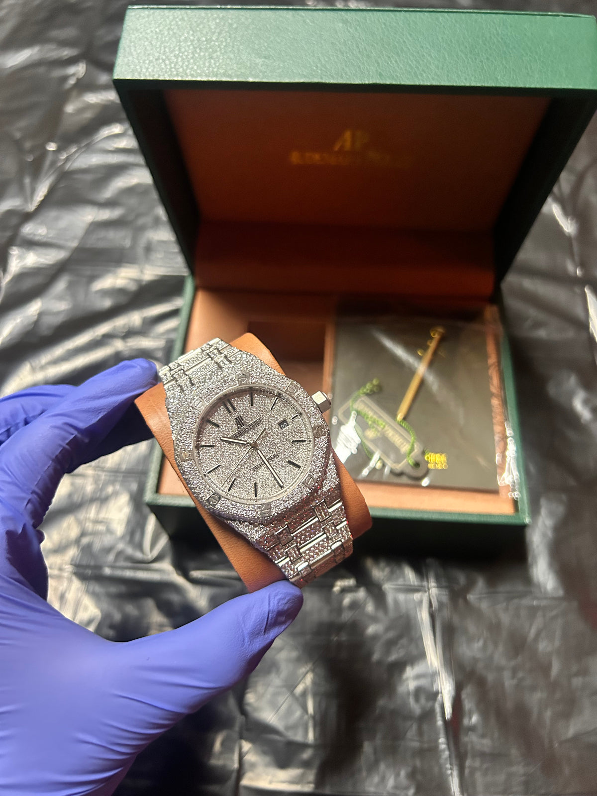AP-Style Full Iced Moissanite Watch – Silver