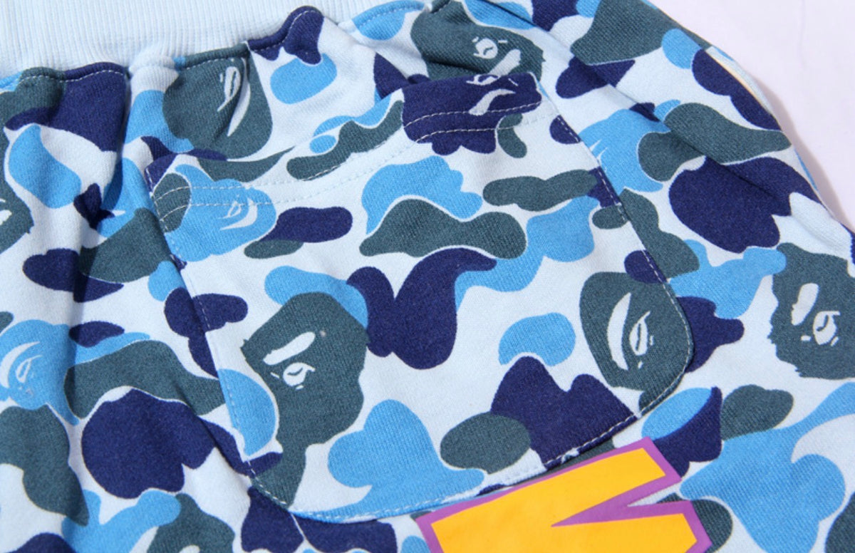 BAPE Shark WGM Camo Shorts – Blue