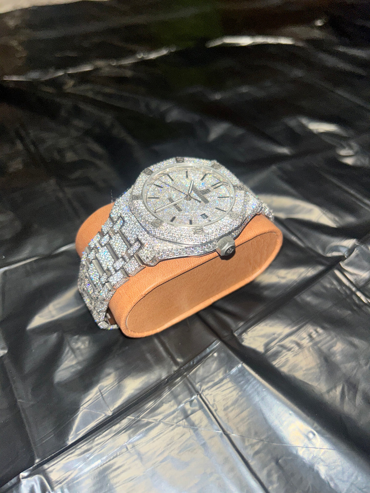 AP-Style Full Iced Moissanite Watch – Silver