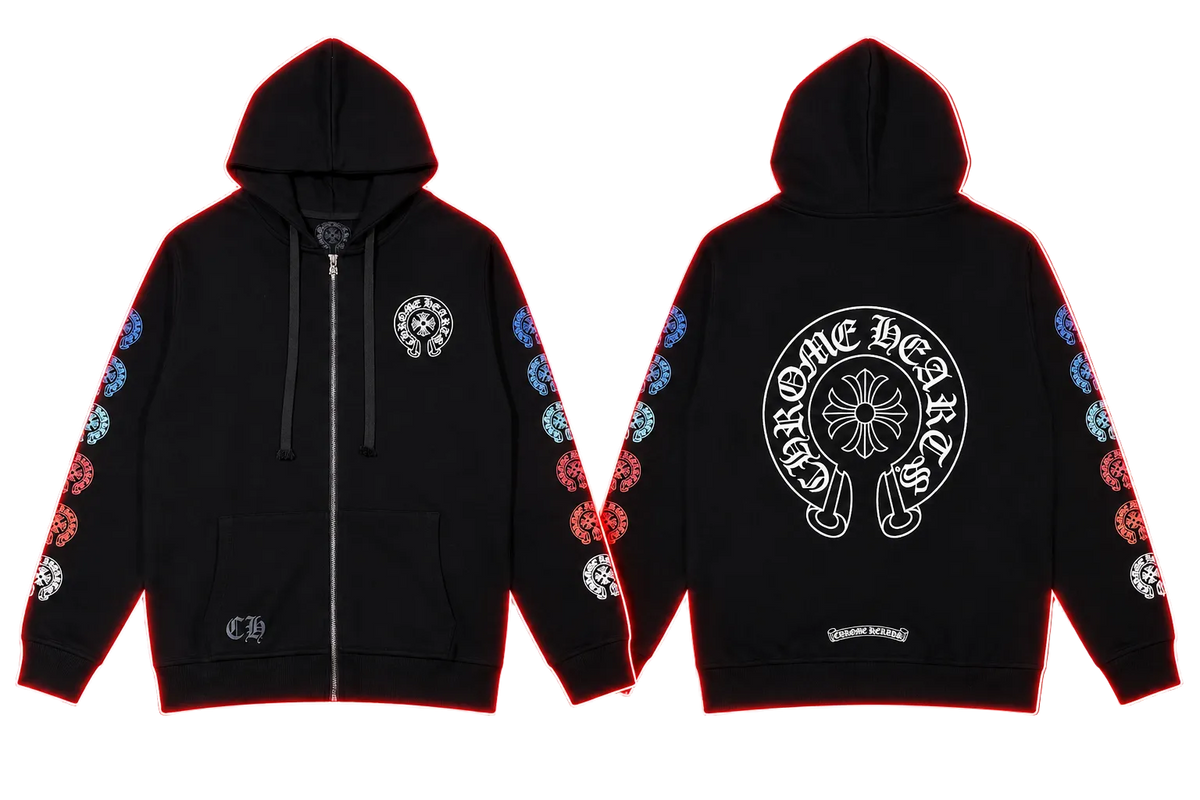 Chrome Hearts Multicolor Horseshoe Zip-Up Hoodie