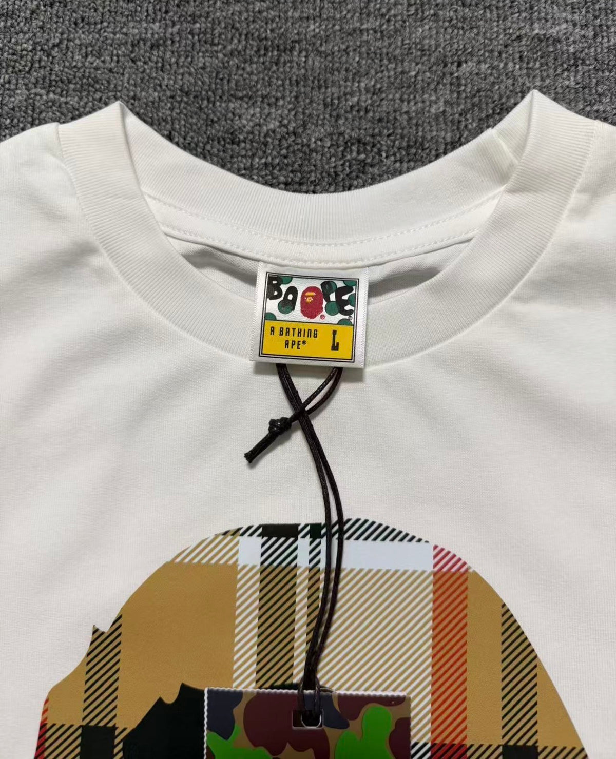 BAPE Plaid Ape Head Graphic T-Shirt – White