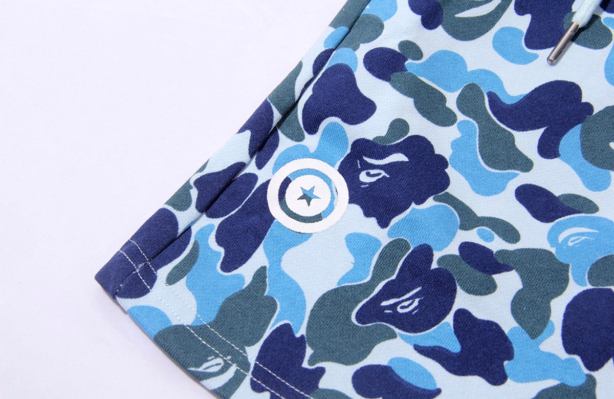 BAPE Shark WGM Camo Shorts – Blue
