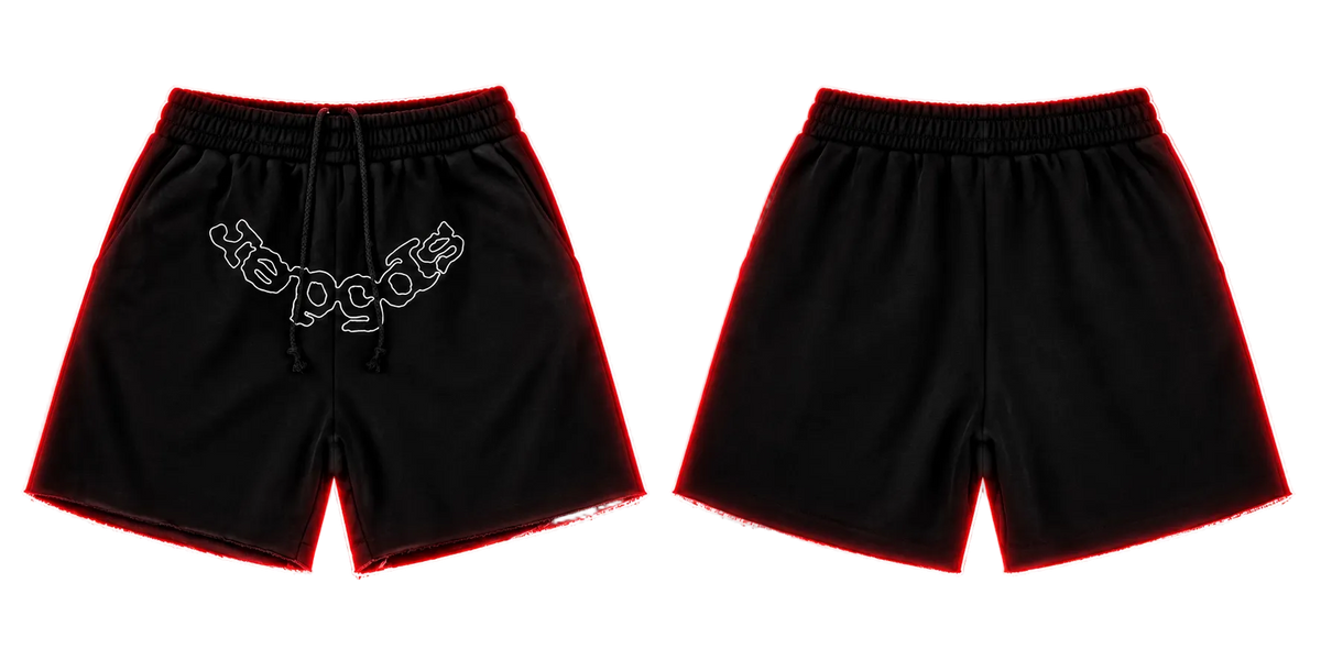 Outline Logo Drawstring Shorts – Black