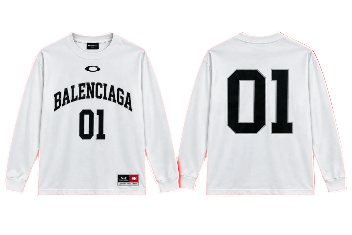 Balenciaga 01 Jersey Long-Sleeve Shirt – White
