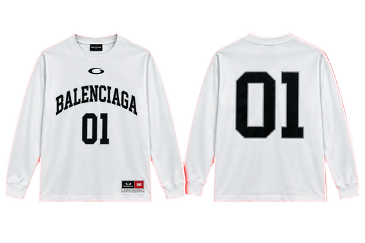 Balenciaga 01 Jersey Long-Sleeve Shirt – White