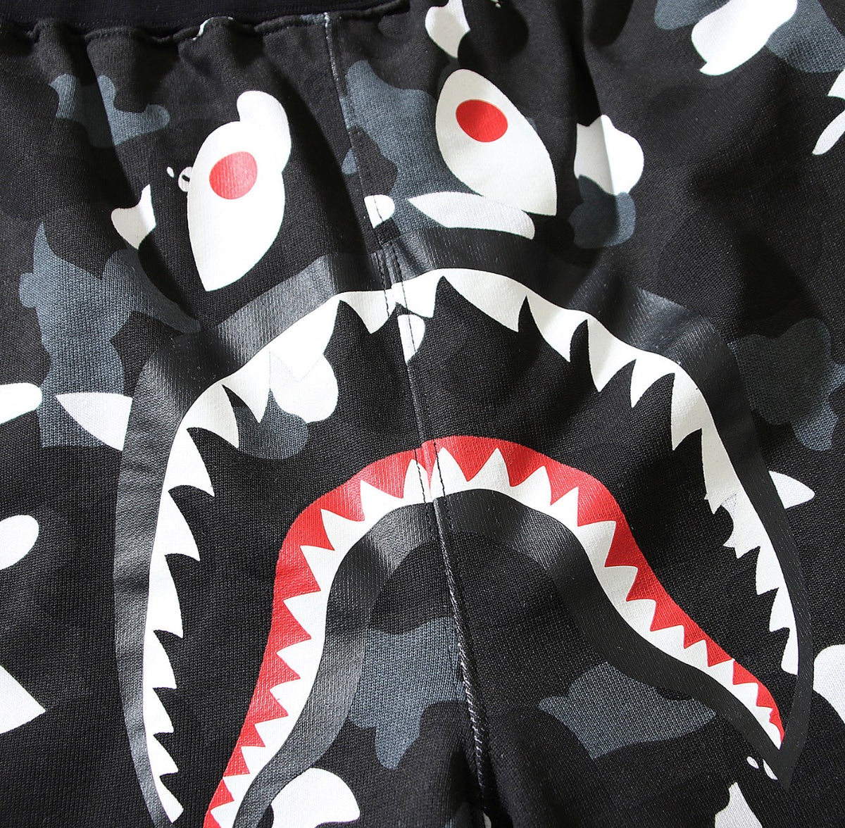 BAPE Shark Camo Shorts – Black & White
