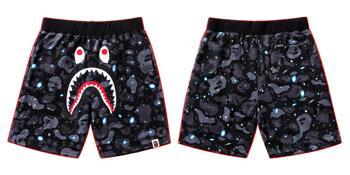 BAPE Space Camo Shark Shorts – Black
