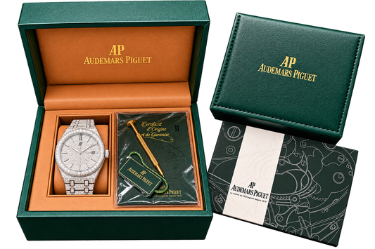 AP-Style Full Iced Moissanite Watch – Silver