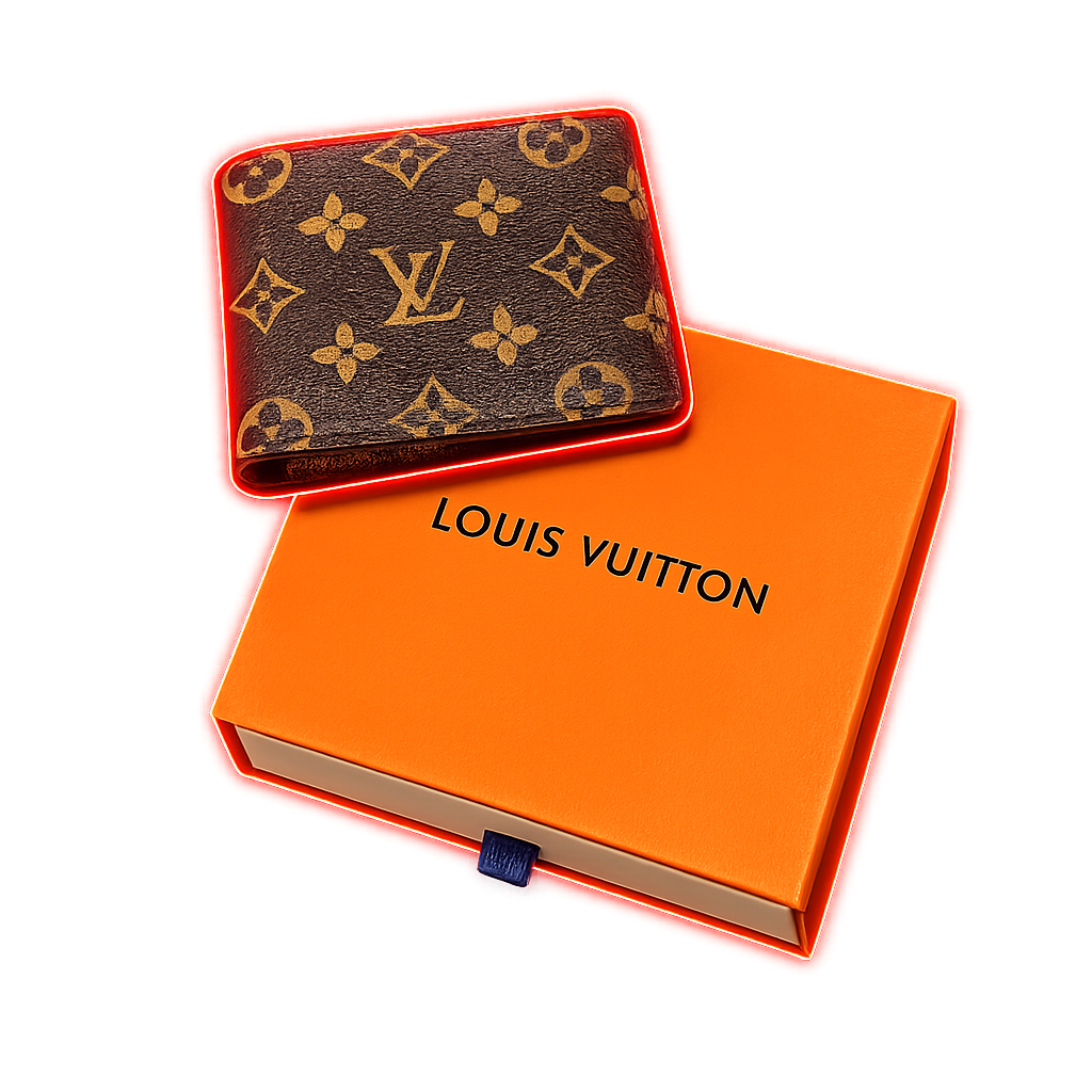 LV Monogram Inspired Bi-Fold Wallet -Brown